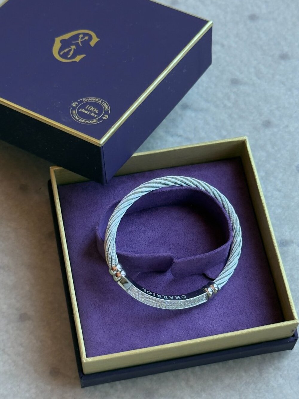 Charriol Cable Signature Better Half Bangle in Steel New in Box